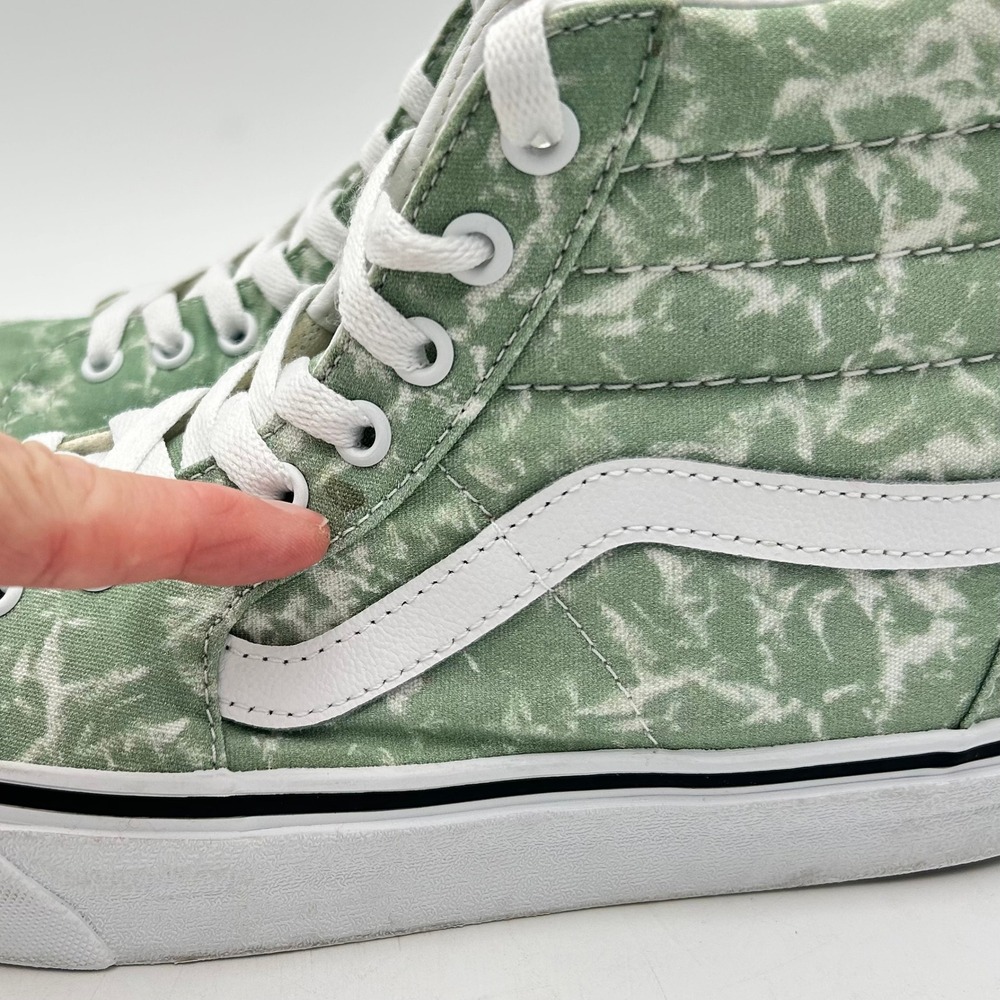 Vans High Top Sneakers in Light Green Marble with White Stripe - Picture 8 of 10